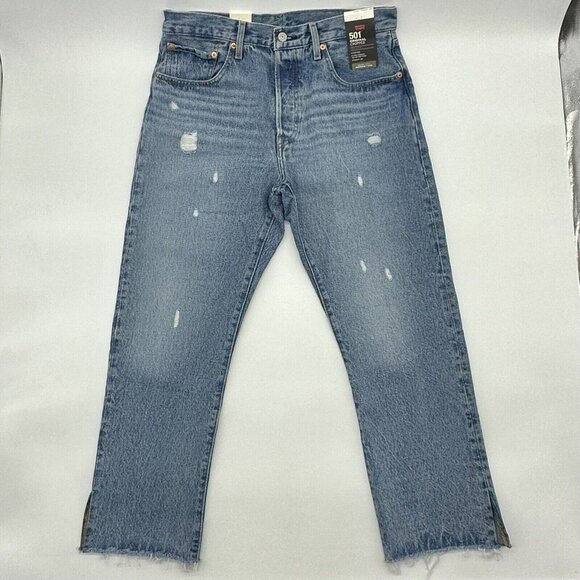 Levi's Premium 501 Original Cropped Women's Sz 30x26 Button Fly Distressed Jeans - Picture 2 of 14
